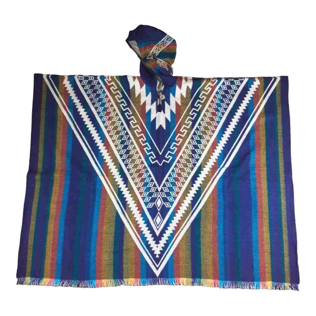 Alpaca Wool Poncho Black With Eagle