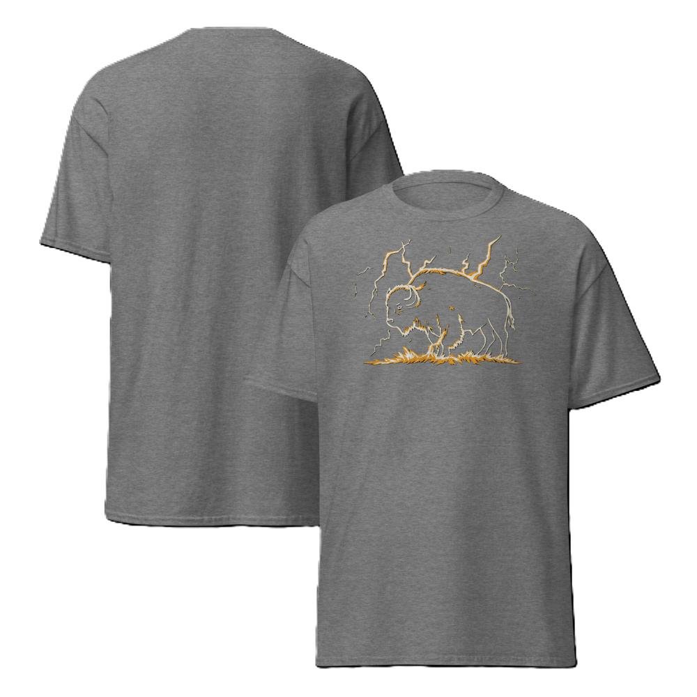 Bison Is Lightning Graphic T-Shirt Unisex Cotton Streetwear Tee Native American Art - Image 2