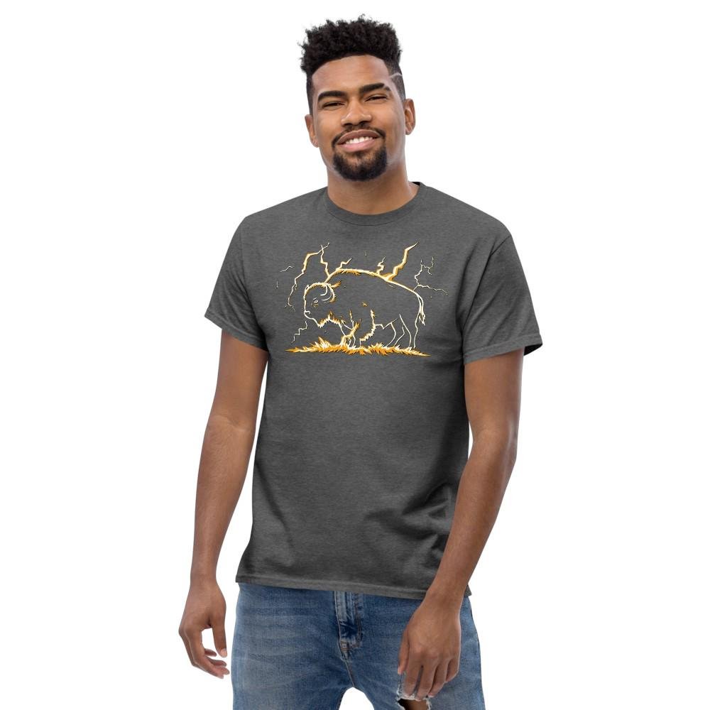 Bison Is Lightning Graphic T-Shirt Unisex Cotton Streetwear Tee Native American Art - Image 3