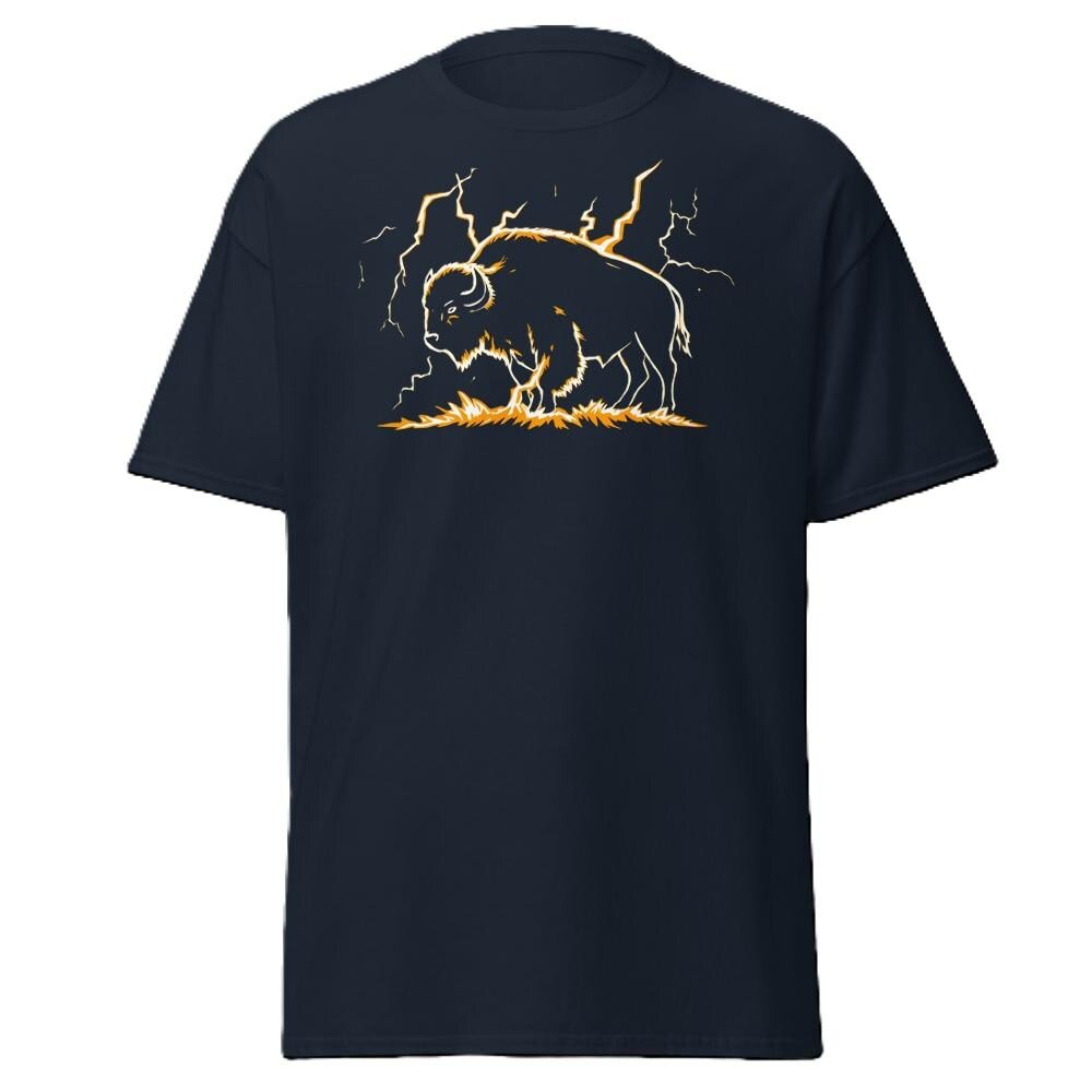 Bison Is Lightning Graphic T-Shirt Unisex Cotton Streetwear Tee Native American Art - Image 6