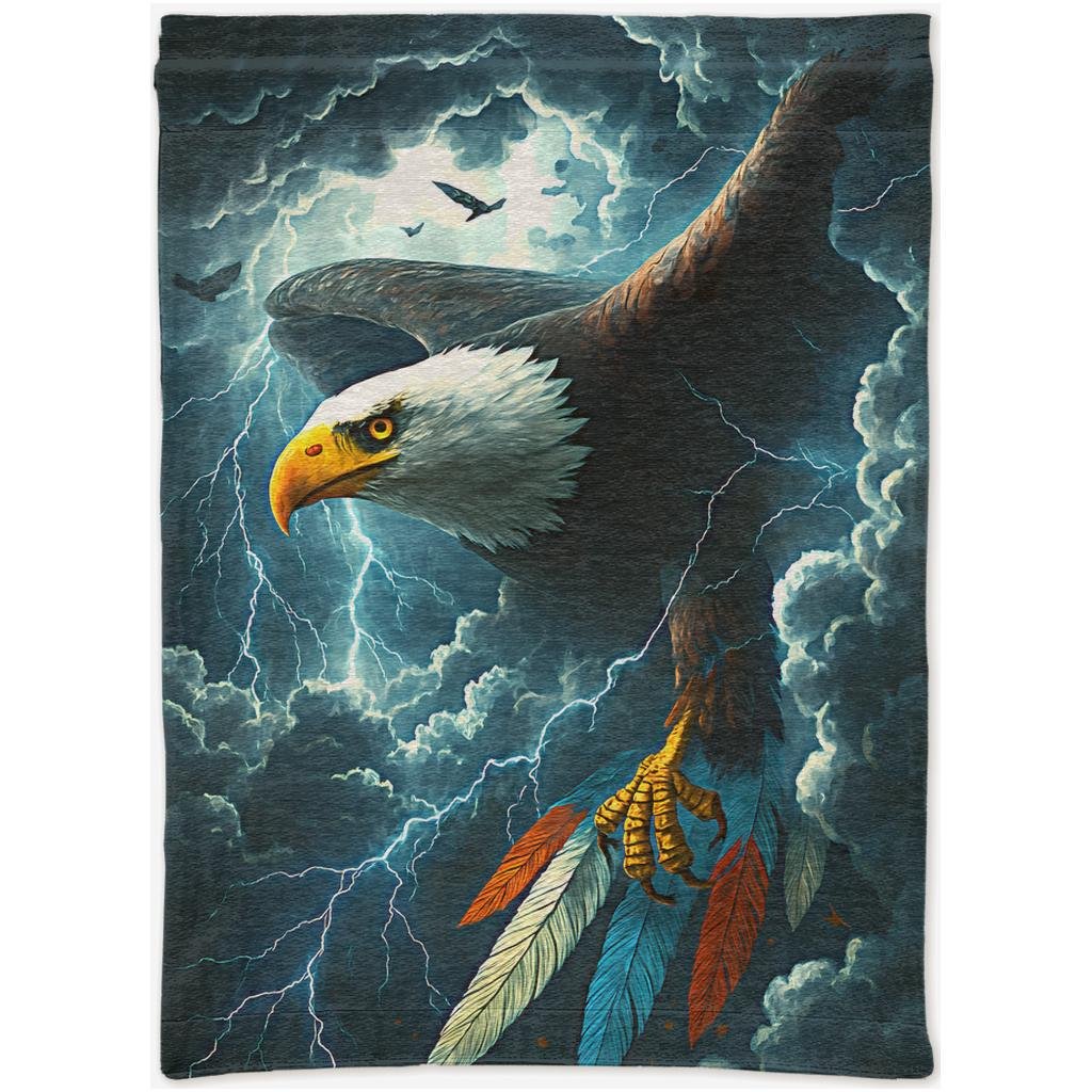 Eagle in the Storm Woven Tapestry: Native American Wall Decor, Handmade in USA