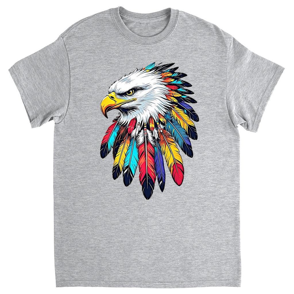 Feathered Eagle Head T-Shirt: Native American Boho Tee