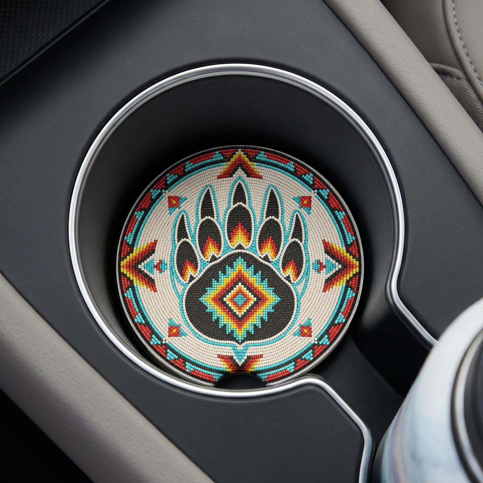 Native American Bear Paw Art Print, Southwest Tribal Faux Beadwork Looking Design, Indigenous Animal Symbol - Image 2