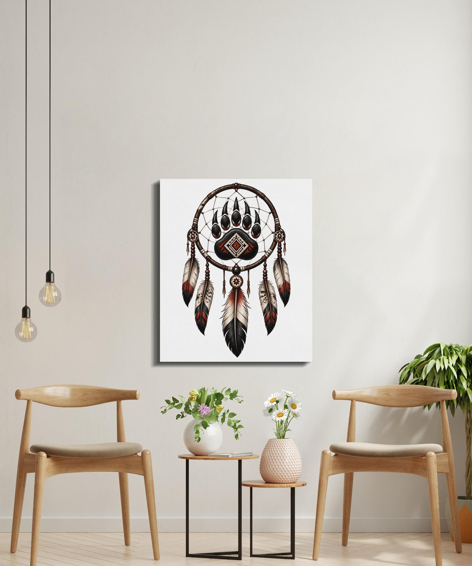 Bear Claw Dreamcatcher Canvas, Native American Designed Wall Art, Tribal Boho Home Decor, Spirit Animal Print for Rustic Cabin Decor - Image 2