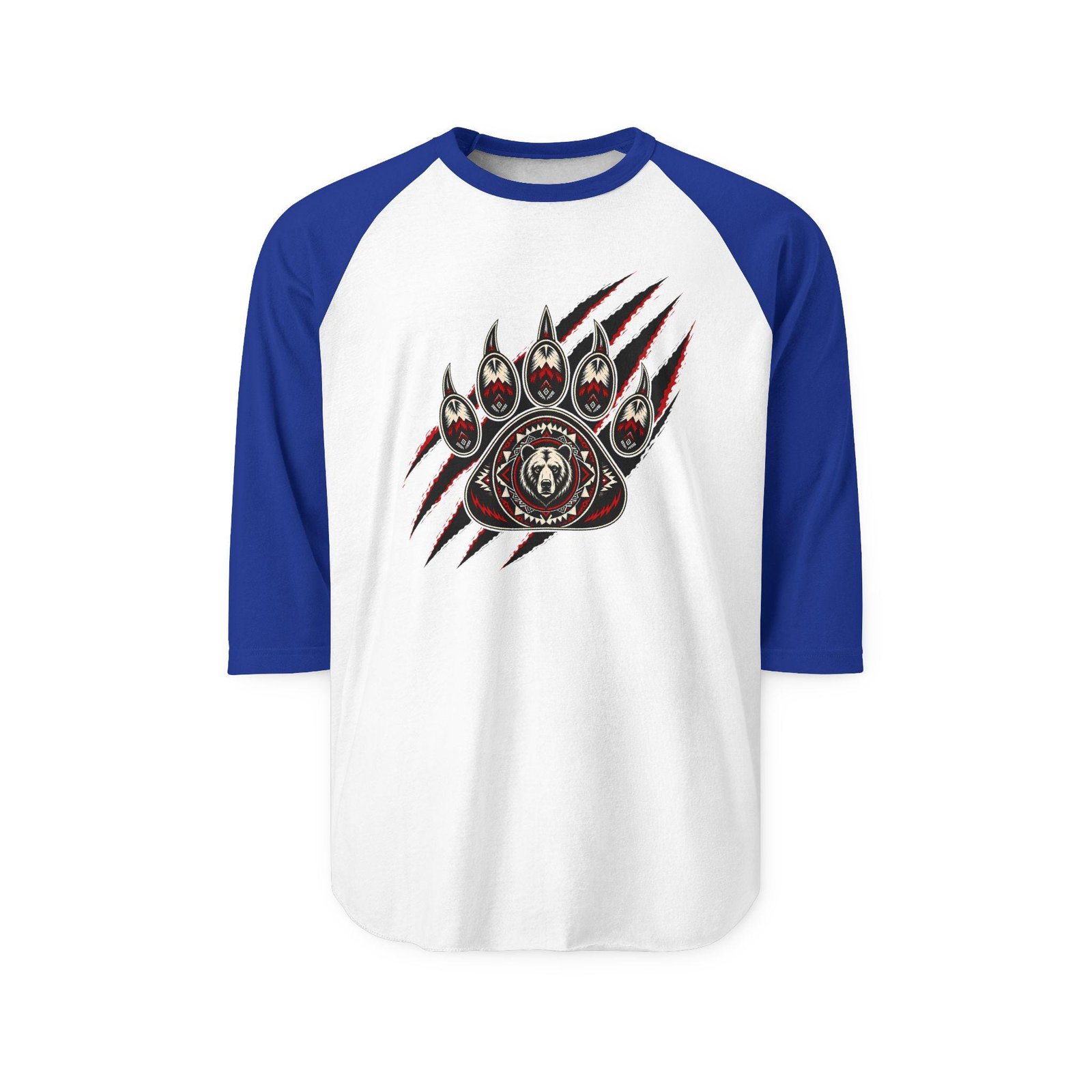 Tribal Bear Paw Raglan T-Shirt – Native Wildlife Graphic Tee for Outdoorsmen - Image 3
