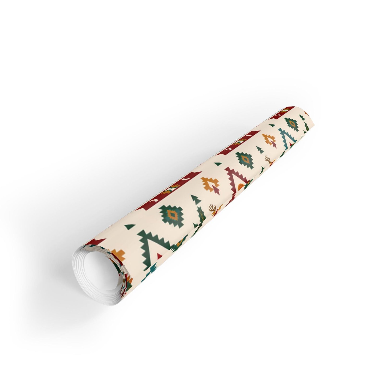 Aztec Southwestern Christmas Gift Wrapping Paper with Deer Holly Poinsettia & Marigolds - Image 2
