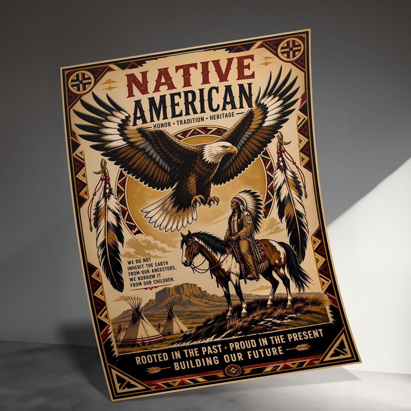 Native American Eagle and Horse Heritage Poster - Image 5