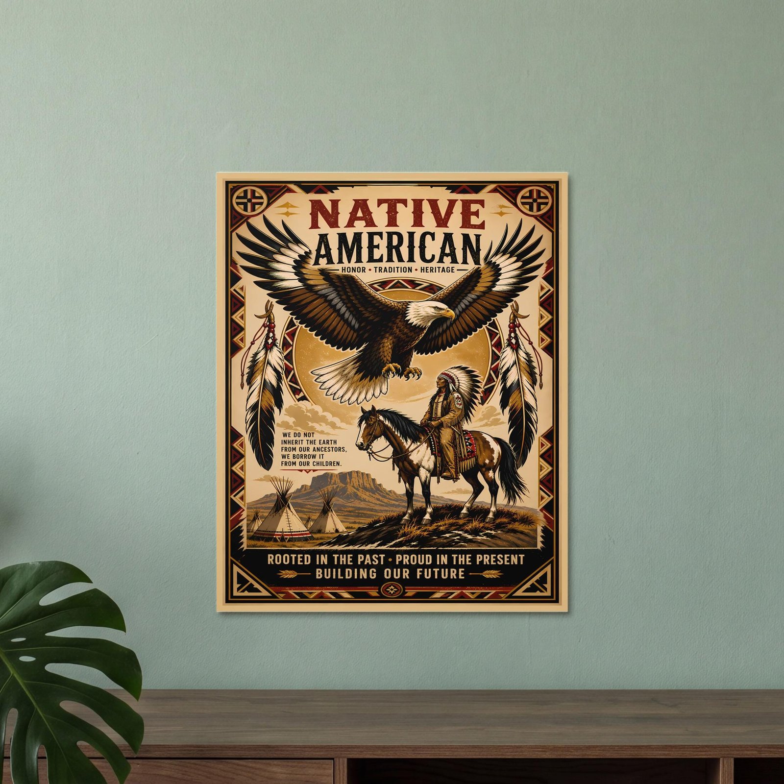 Native American Eagle and Horse Heritage Poster - Image 3