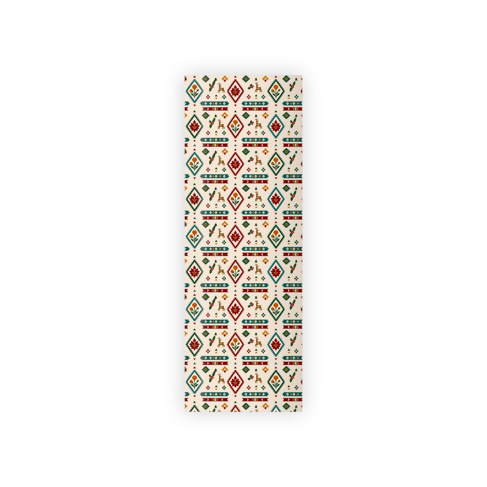 Aztec Southwestern Christmas Gift Wrapping Paper with Deer Holly Poinsettia & Marigolds - Image 5
