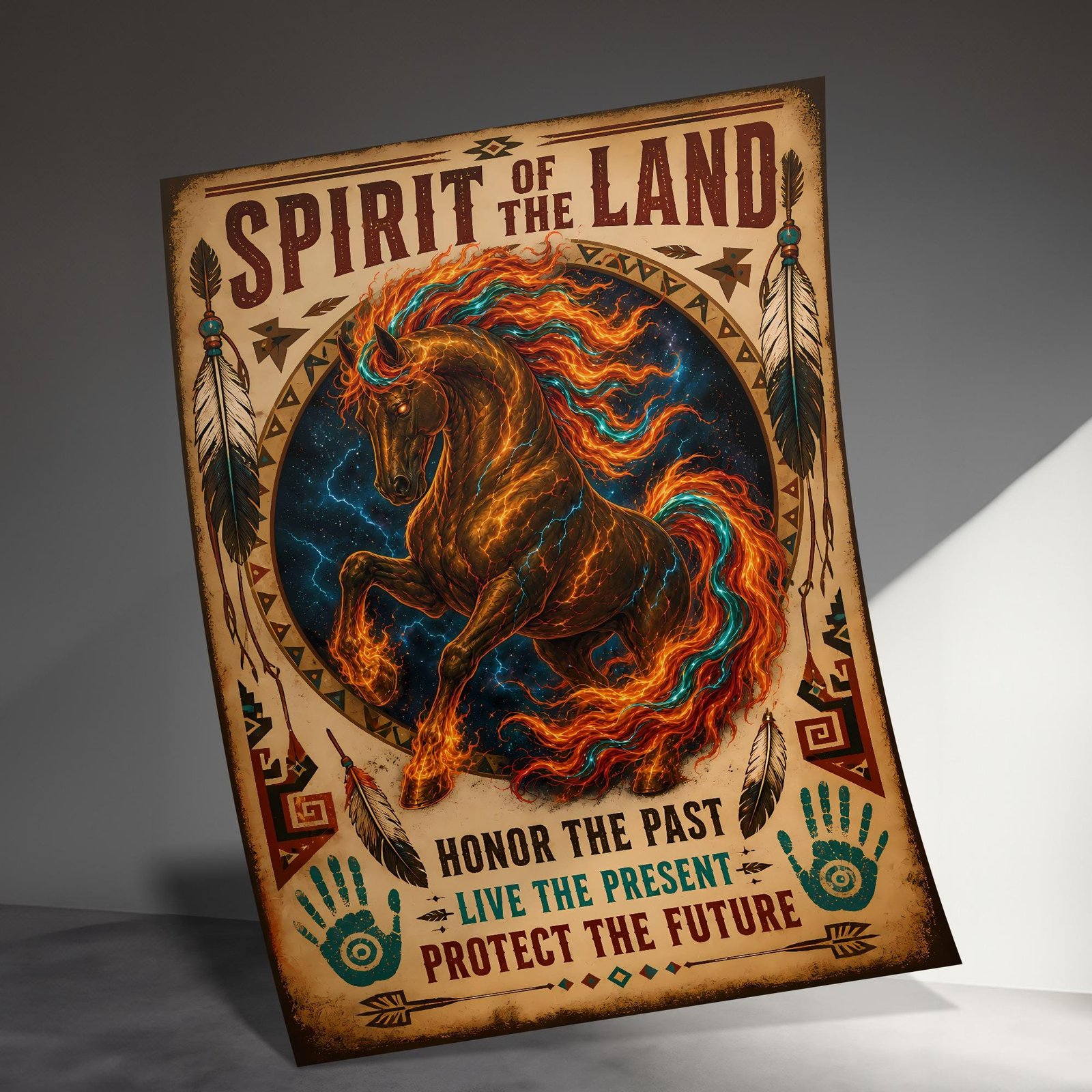 Indigenous Spirit Of The Land Horse Poster, Native American Style Quote, Spiritual Art Gift - Image 5