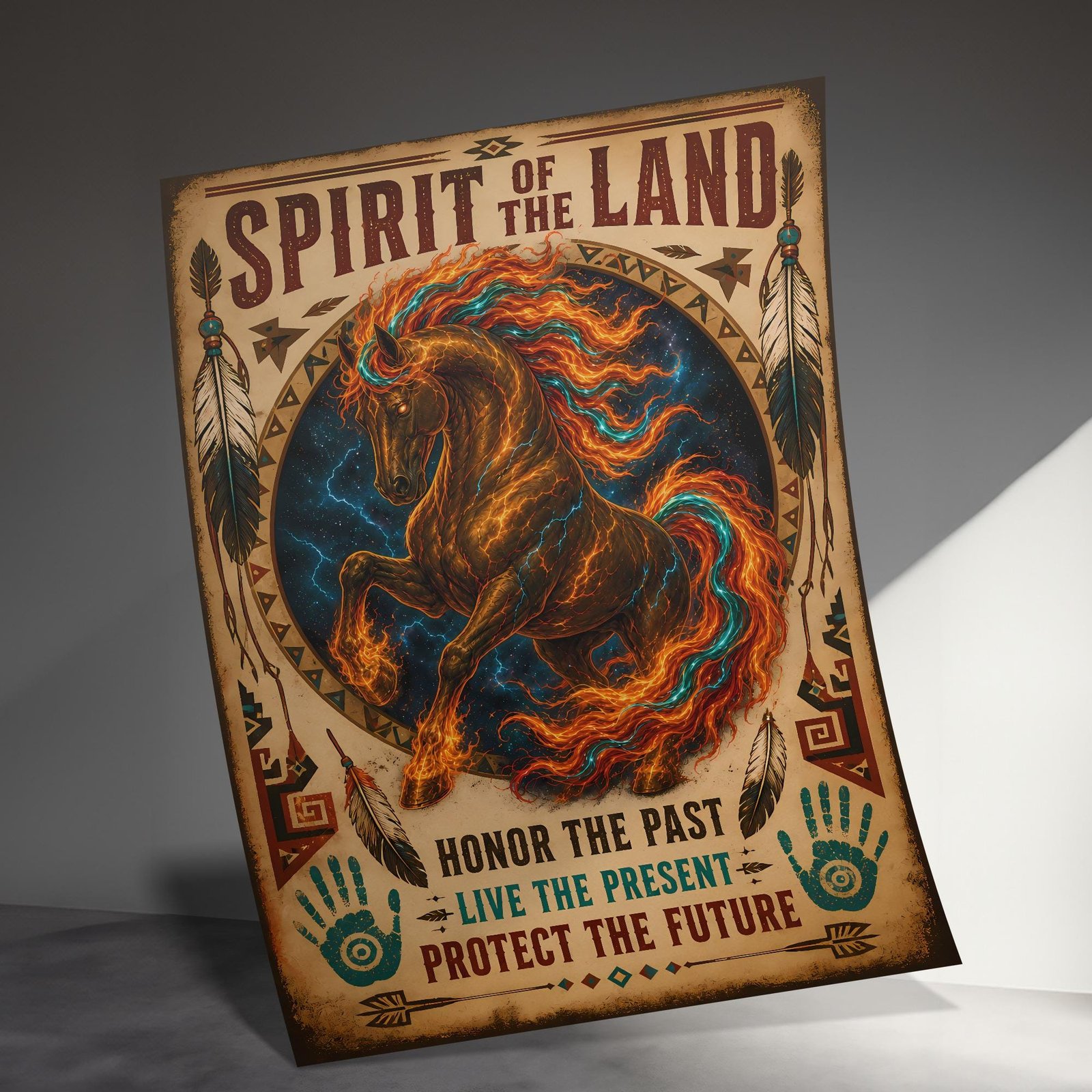 Indigenous Spirit Of The Land Horse Poster, Native American Style Quote, Spiritual Art Gift - Image 4