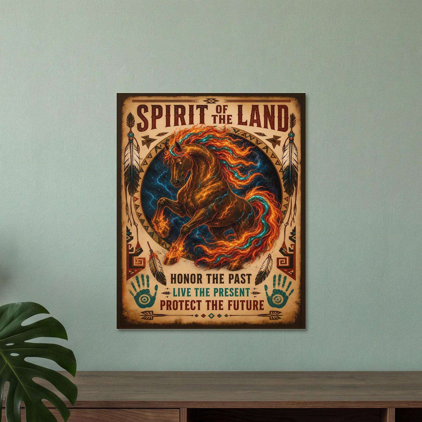 Indigenous Spirit Of The Land Horse Poster, Native American Style Quote, Spiritual Art Gift - Image 3
