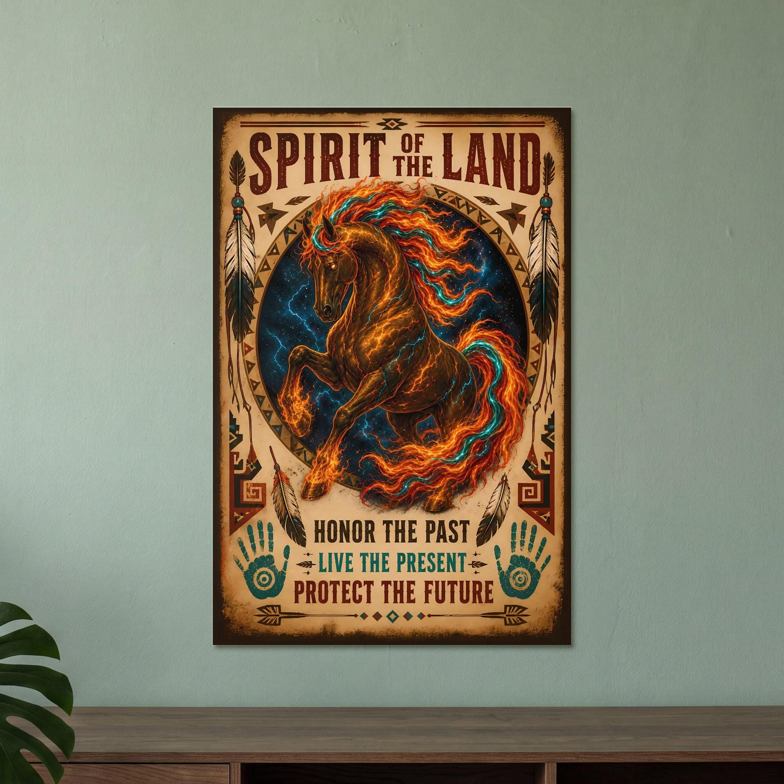 Indigenous Spirit Of The Land Horse Poster, Native American Style Quote, Spiritual Art Gift - Image 2