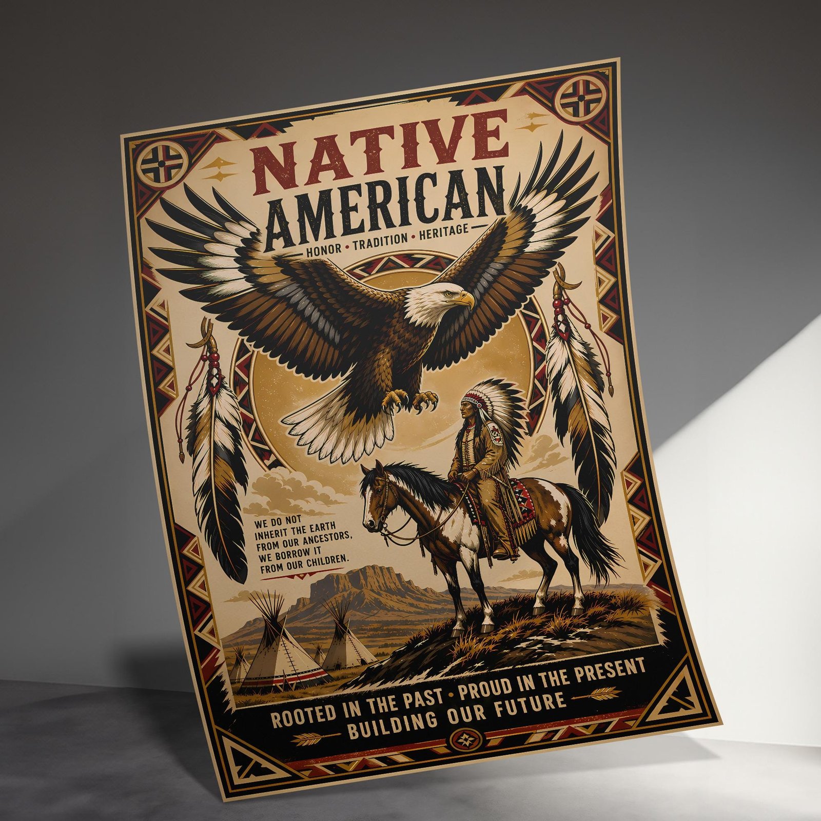 Native American Eagle and Horse Heritage Poster - Image 4