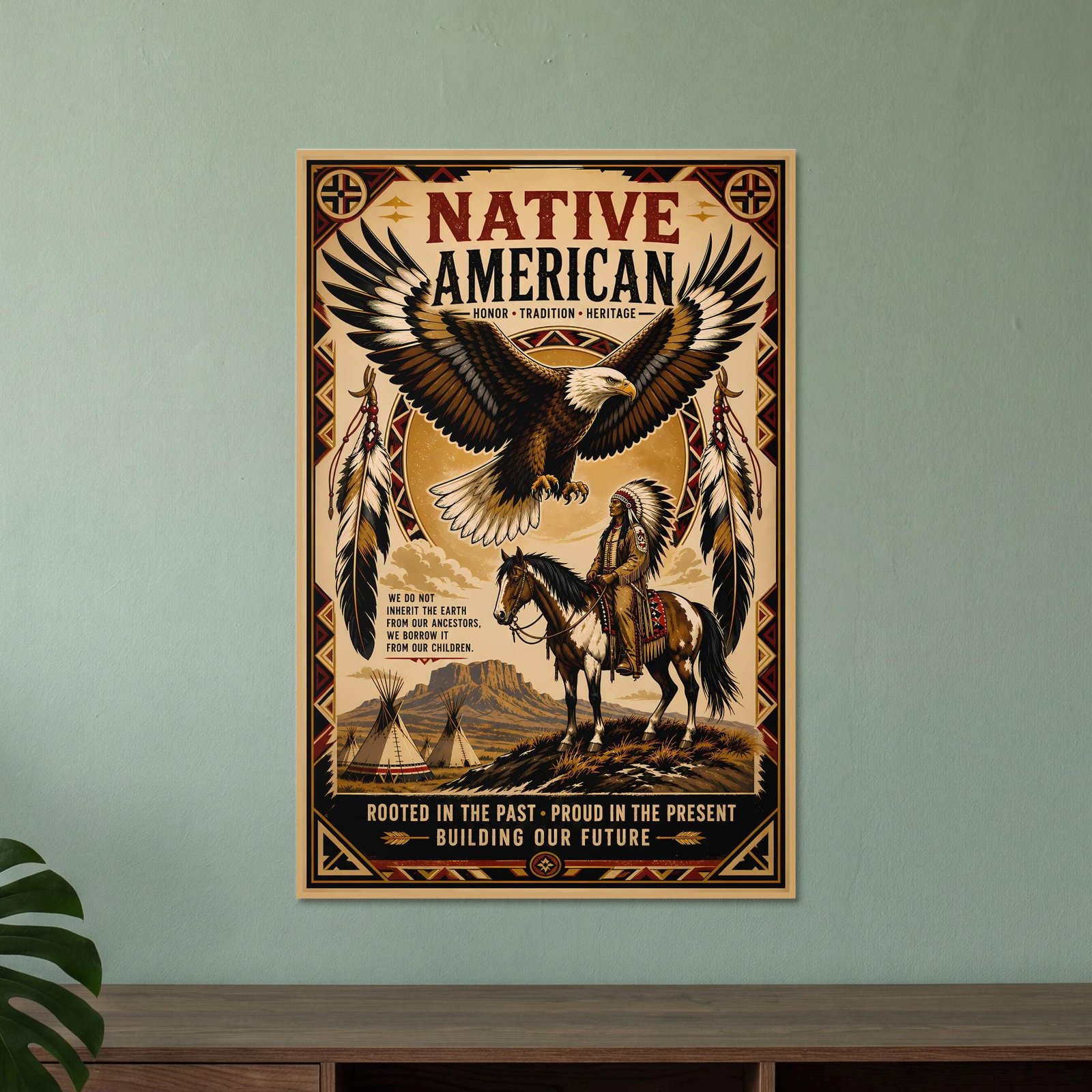 Native American Eagle and Horse Heritage Poster - Image 2