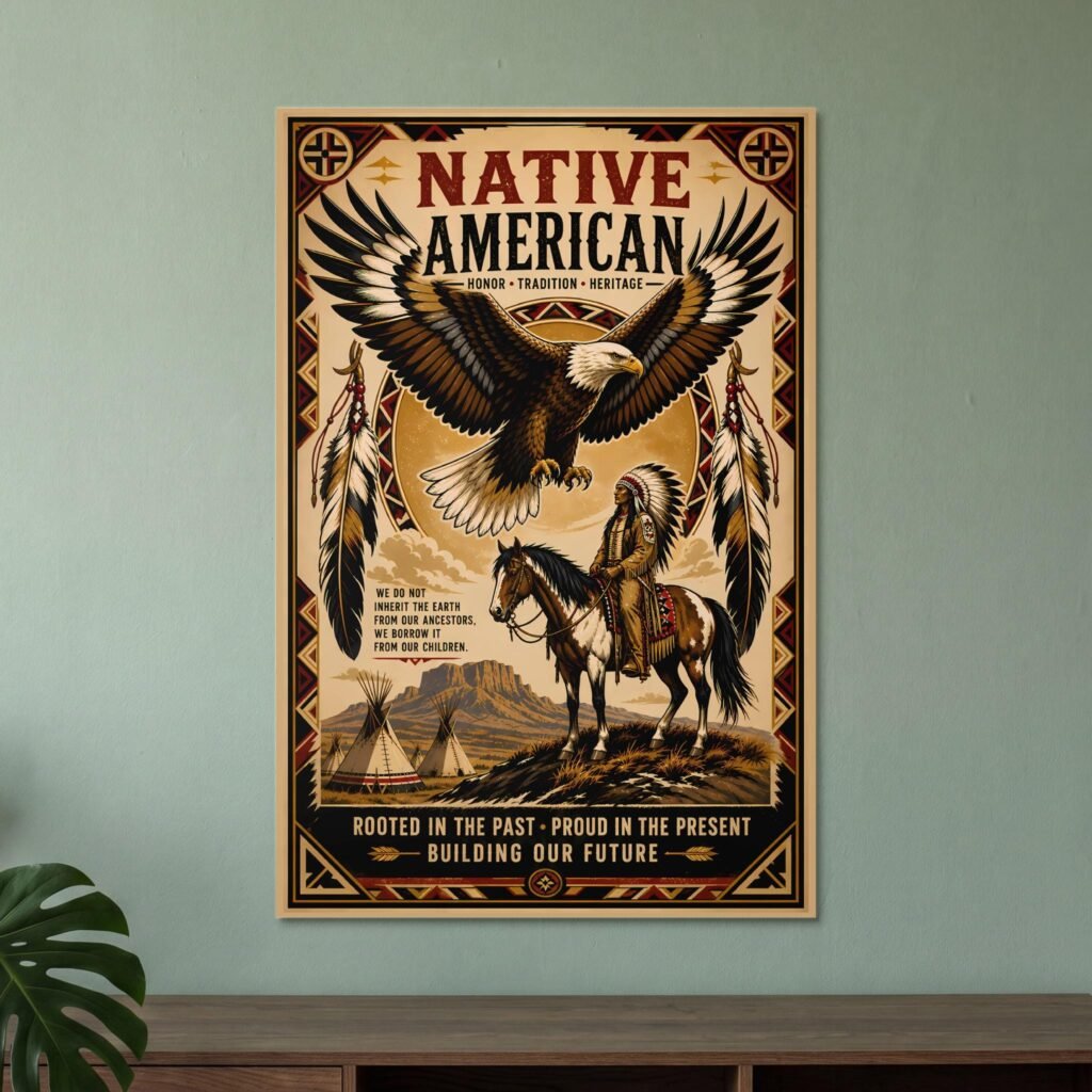 Native American Eagle and Horse Heritage Poster