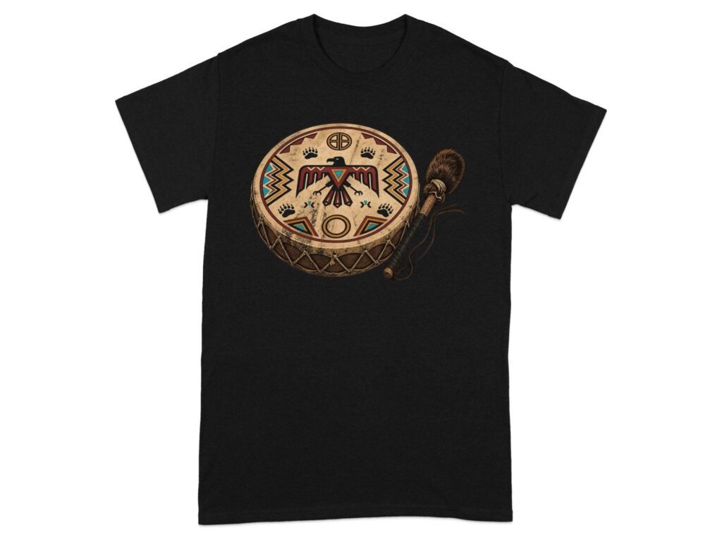 Native American Thunderbird Drum T-Shirt - A Krazy Bear Original