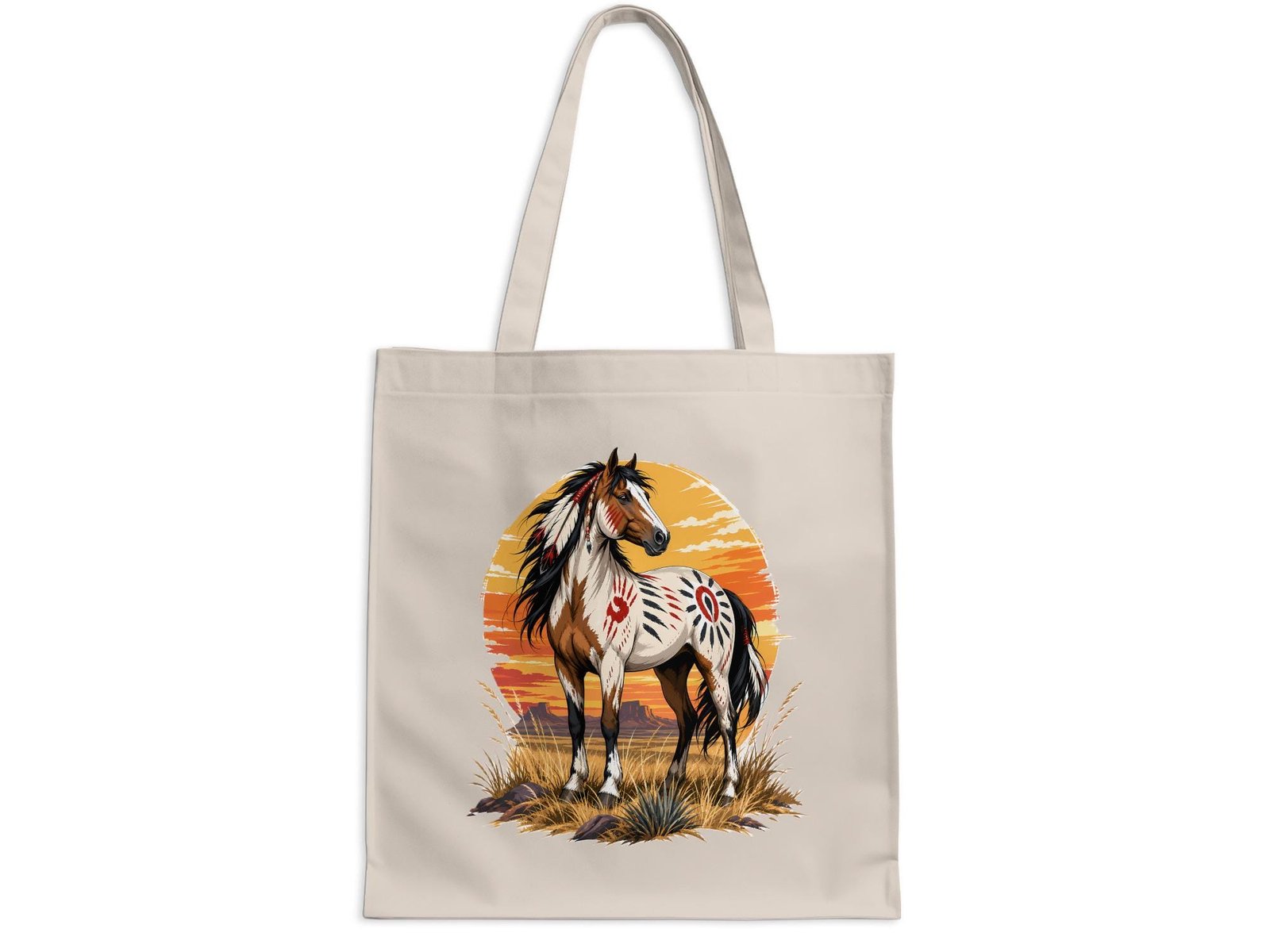Native American Style Painted Horse Tote Bag - Image 2